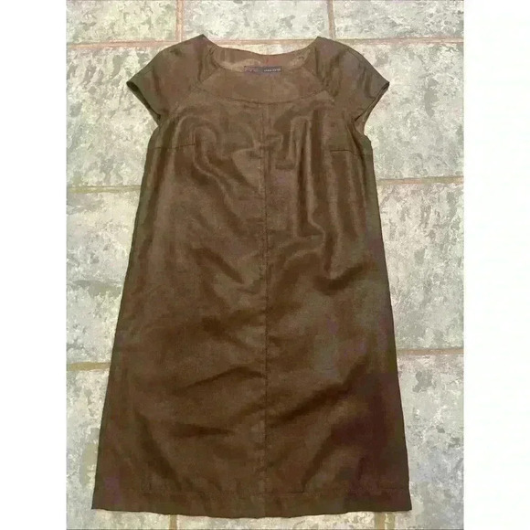 Zara Basic Dress Woman's Sz S Mini Tunic Chocolate Brown Faux Suede Classic Boho - Picture 1 of 6